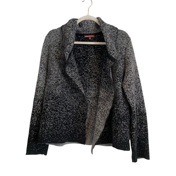 Betty Betty Black Gray Heather One Button Cowl Neck Loose Fit Sweater Sz Medium - Picture 5 of 15